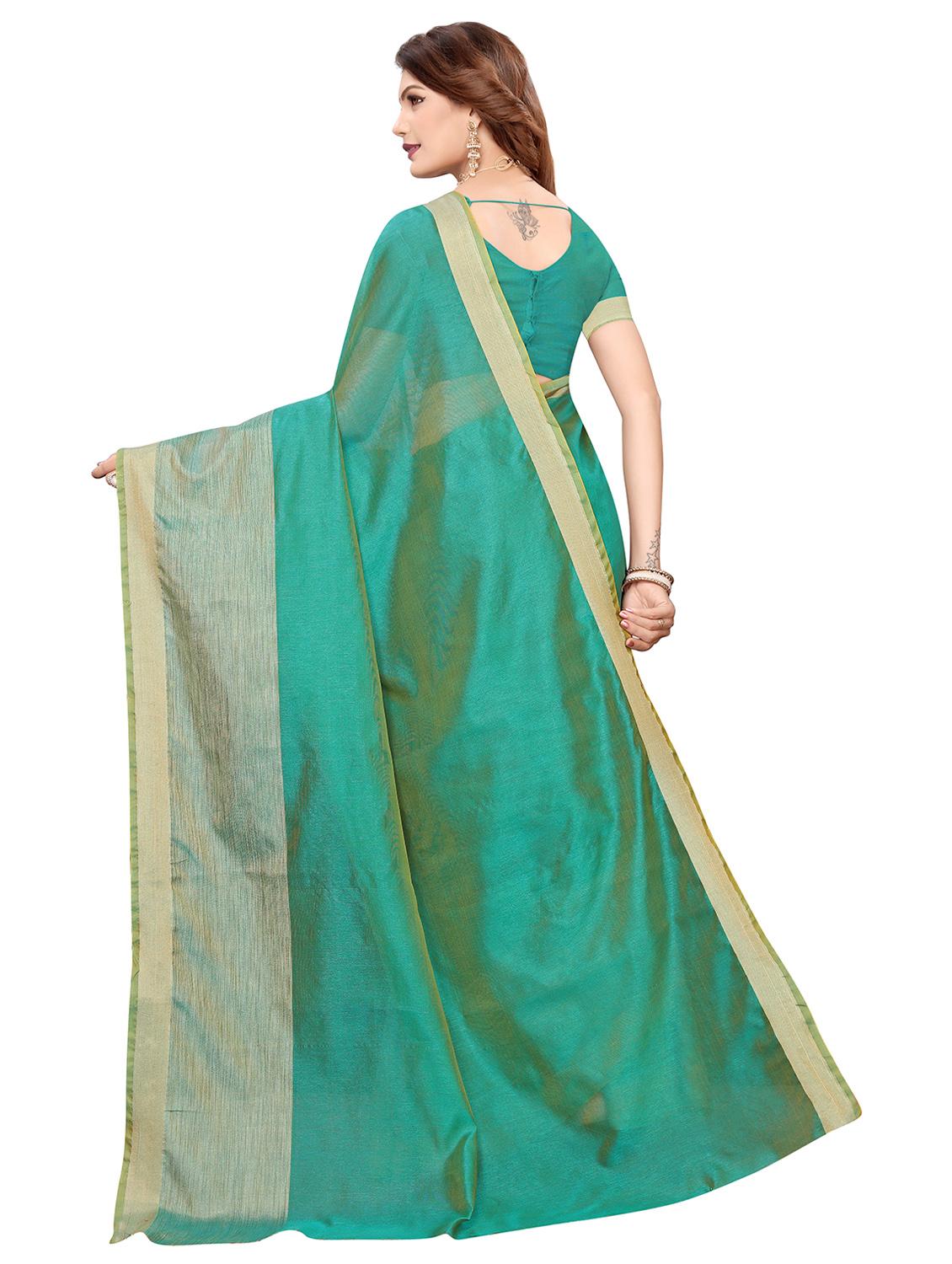solid bordered saree with blouse - 16736780 - Zoom Image - 2