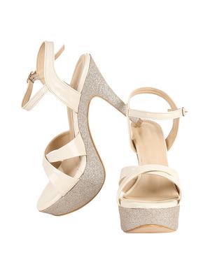 white leatherette ankle strap sandals - 16737026 - Standard Image - 2