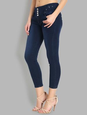 high rise button detail jeans - 16737066 - Standard Image - 2