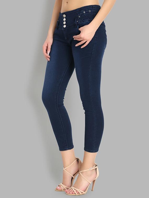 high rise button detail jeans - 16737066 - Zoom Image - 2