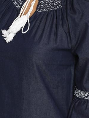 tassel tie up contrast embroidered sheath dress - 16737278 - Standard Image - 5
