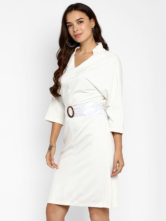 buckle detail notch neck sheath dress - 16737281 - Zoom Image - 2