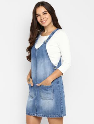 pocket detail denim pinafore dress - 16737285 - Standard Image - 2