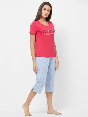 round neck tee with printed capri - 16737360 - Standard Image - 2