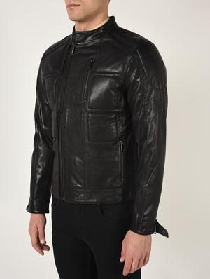 black solid 100% lamb leather jacket - 16737517 - Standard Image - 5