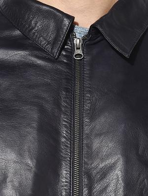 blue solid 100% lamb leather biker jacket - 16737524 - Standard Image - 5