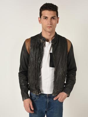 black solid 100% lamb leather jacket - 16737539 - Standard Image - 2