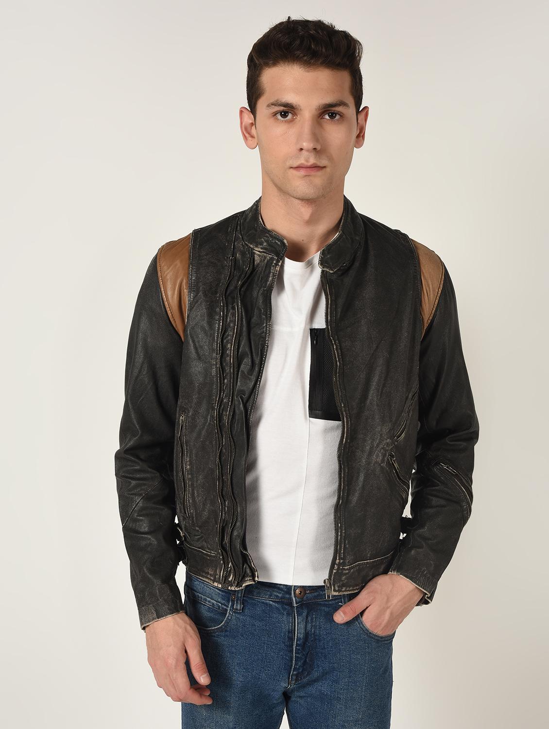 black solid 100% lamb leather jacket - 16737539 - Zoom Image - 2