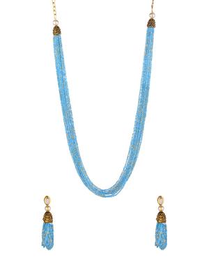 blue metal necklaces and earring - 16738038 - Standard Image - 2