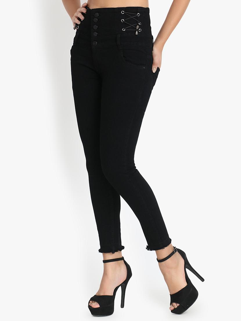 high rise solid jeans - 16738240 - Zoom Image - 2