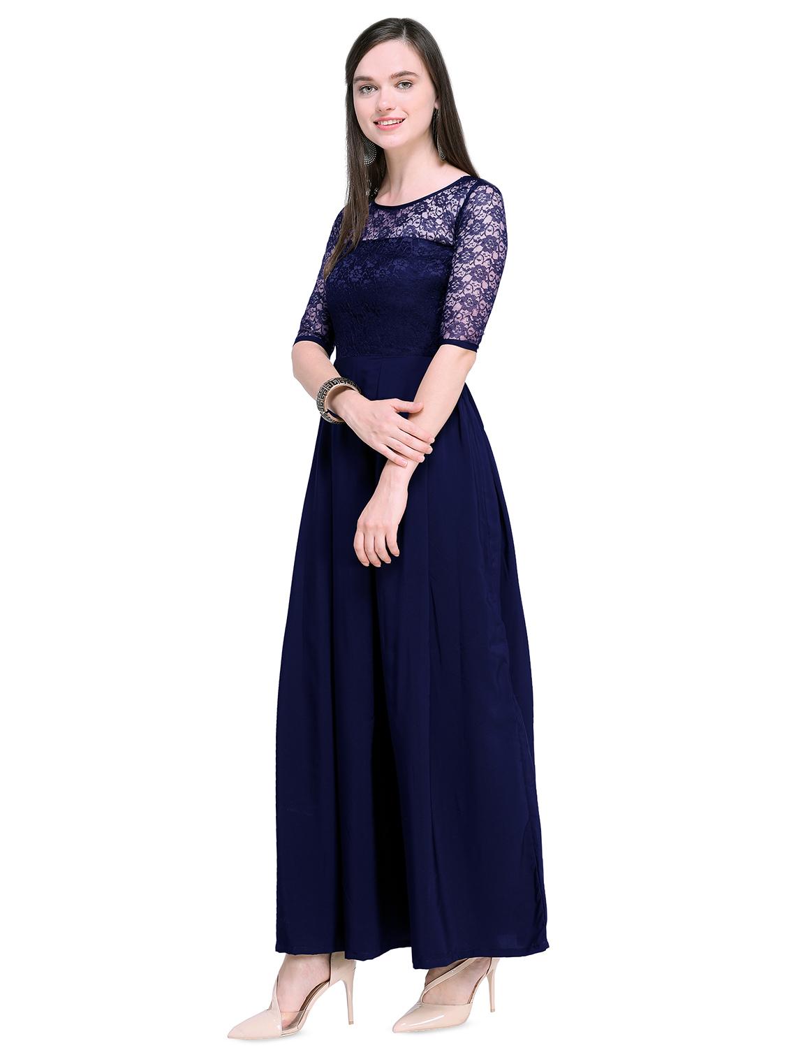 round neck floral lace maxi dress - 16739438 - Zoom Image - 2