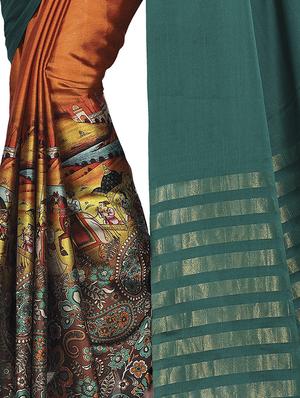 printed half & half saree with blouse - 16739956 - Standard Image - 2