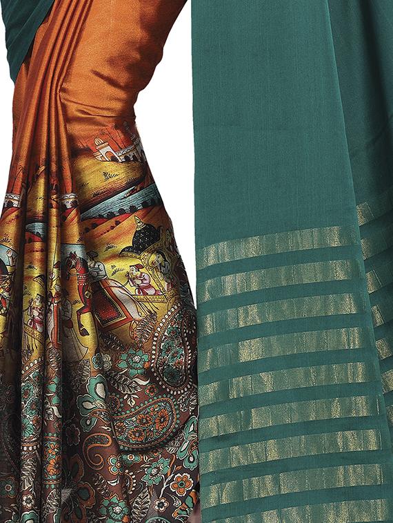 printed half & half saree with blouse - 16739956 - Zoom Image - 2