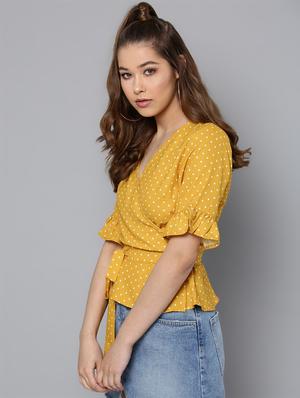 tie knot polka dots wrap top - 16740450 - Standard Image - 2