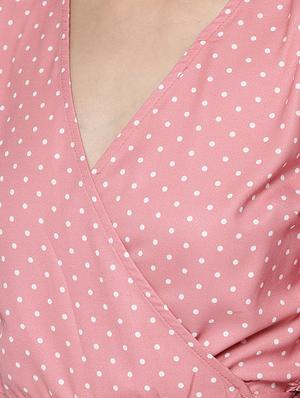 tie knot polka dots wrap top - 16740452 - Standard Image - 5