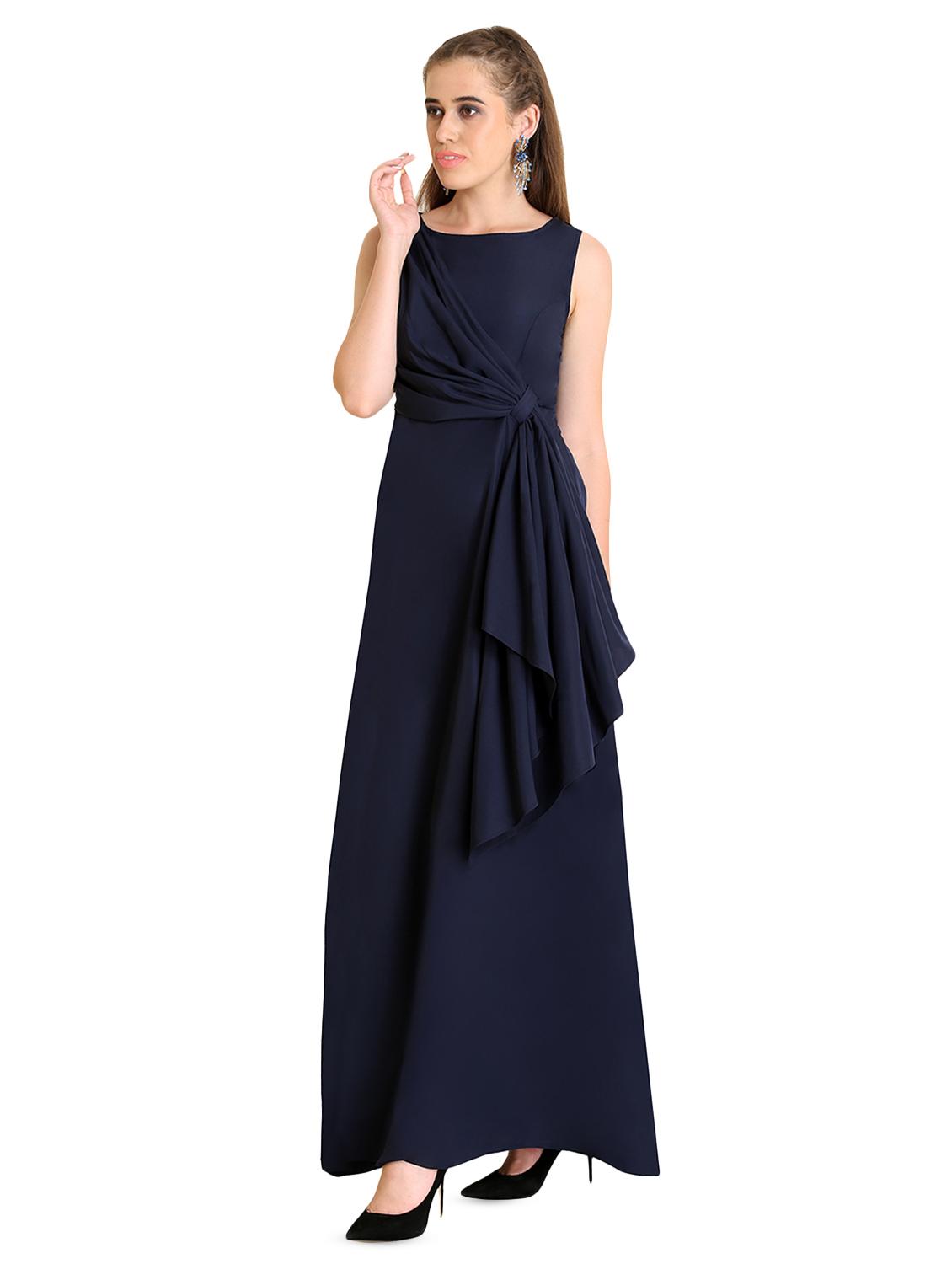 boat neck drape detail maxi dress - 16740866 - Zoom Image - 2