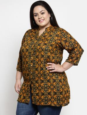 mandarin neck abstract plus tunic - 16740889 - Standard Image - 2