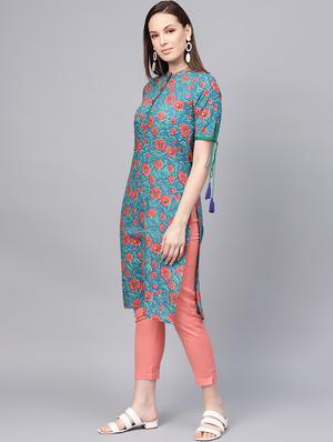 floral straight kurta - 16741100 - Standard Image - 2