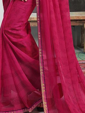 solid bordered saree with blouse - 16741195 - Standard Image - 2