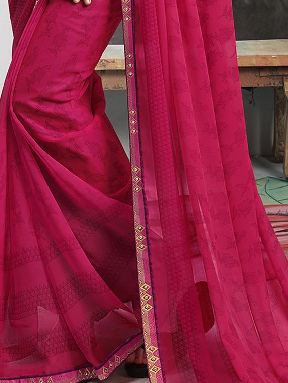 solid bordered saree with blouse - 16741195 - Zoom Image - 2
