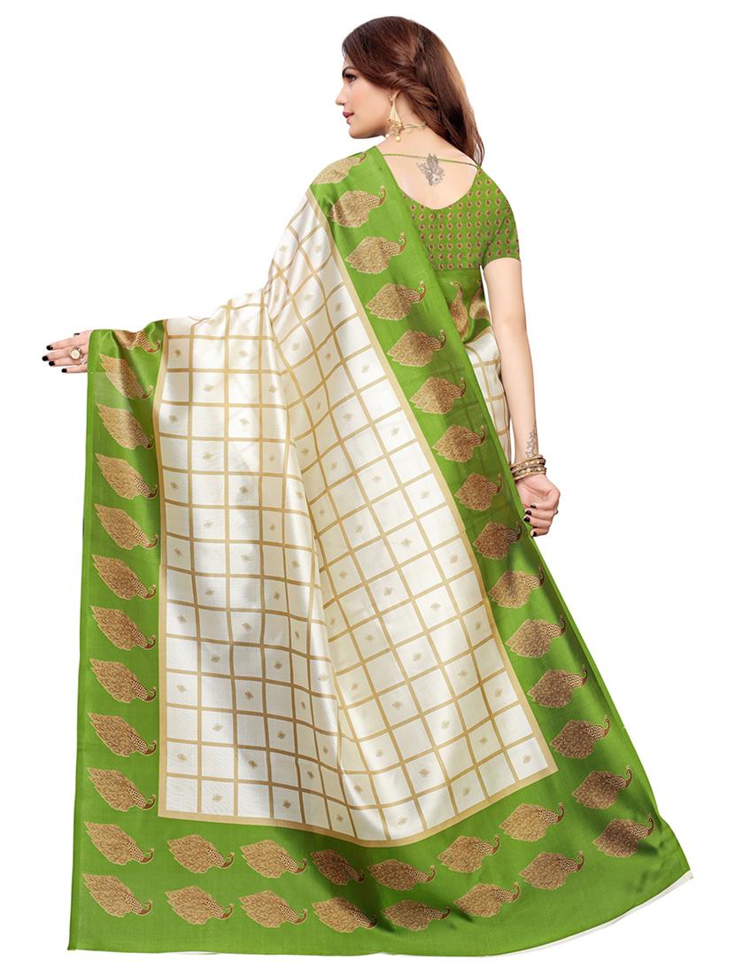 checkered printed saree with blouse - 16741800 - Zoom Image - 2