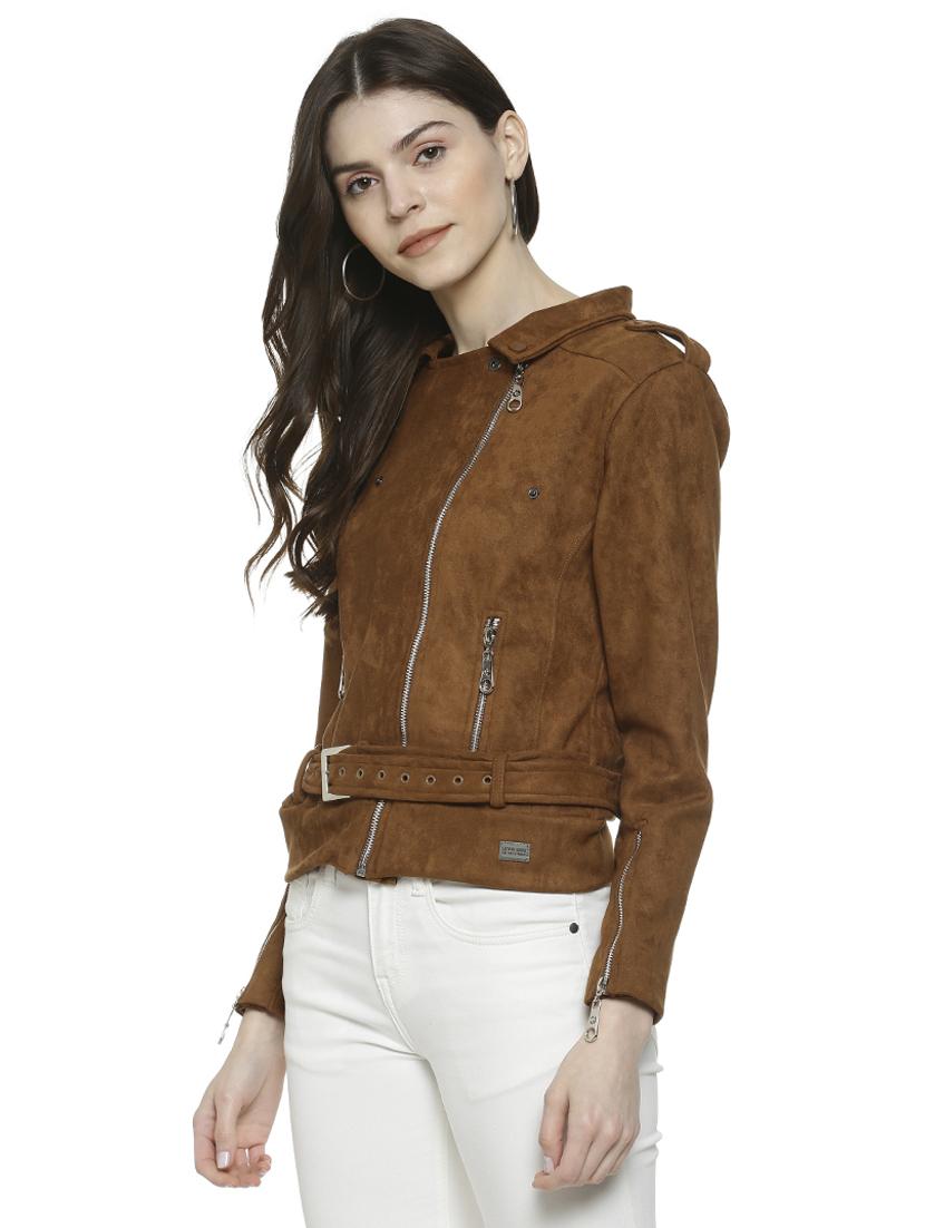 lapel neck zipper detail bomber jacket - 16741968 - Zoom Image - 2
