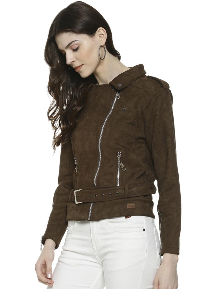 lapel neck zipper detail bomber jacket - 16741969 - Zoom Image - 2