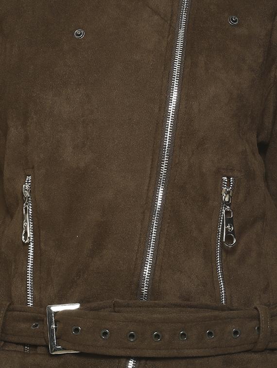 lapel neck zipper detail bomber jacket - 16741969 - Zoom Image - 5