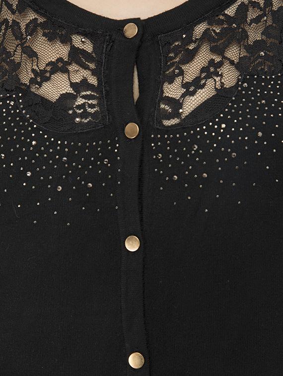 lace panel embellished wool blend cardigan - 16743470 - Zoom Image - 5