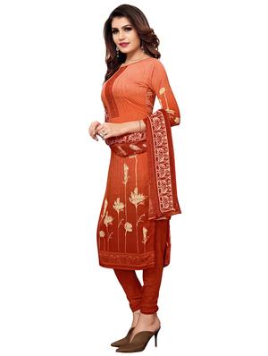brown crepe salwar suit unstitched - 16744090 - Standard Image - 2