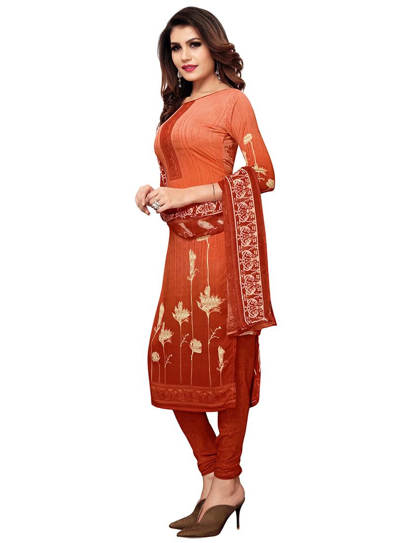 brown crepe salwar suit unstitched - 16744090 - Zoom Image - 2