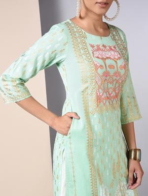 foil print kurta palazzo set - 16744697 - Standard Image - 5