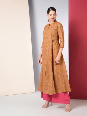 foil print kurta palazzo set - 16744782 - Standard Image - 2
