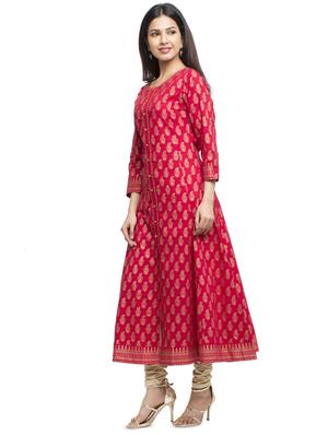 foil printed flared kurta - 16745295 - Standard Image - 2
