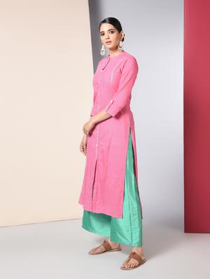 embroidered solid straight kurta - 16745603 - Standard Image - 2