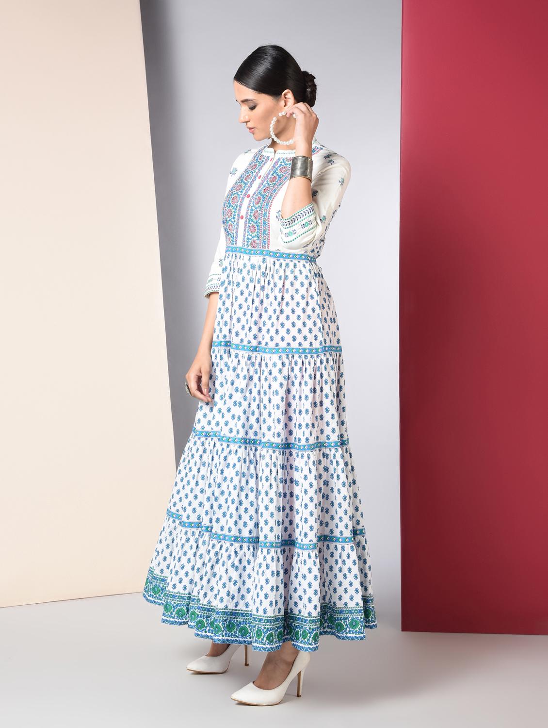 printed tiered kurta - 16745677 - Zoom Image - 2