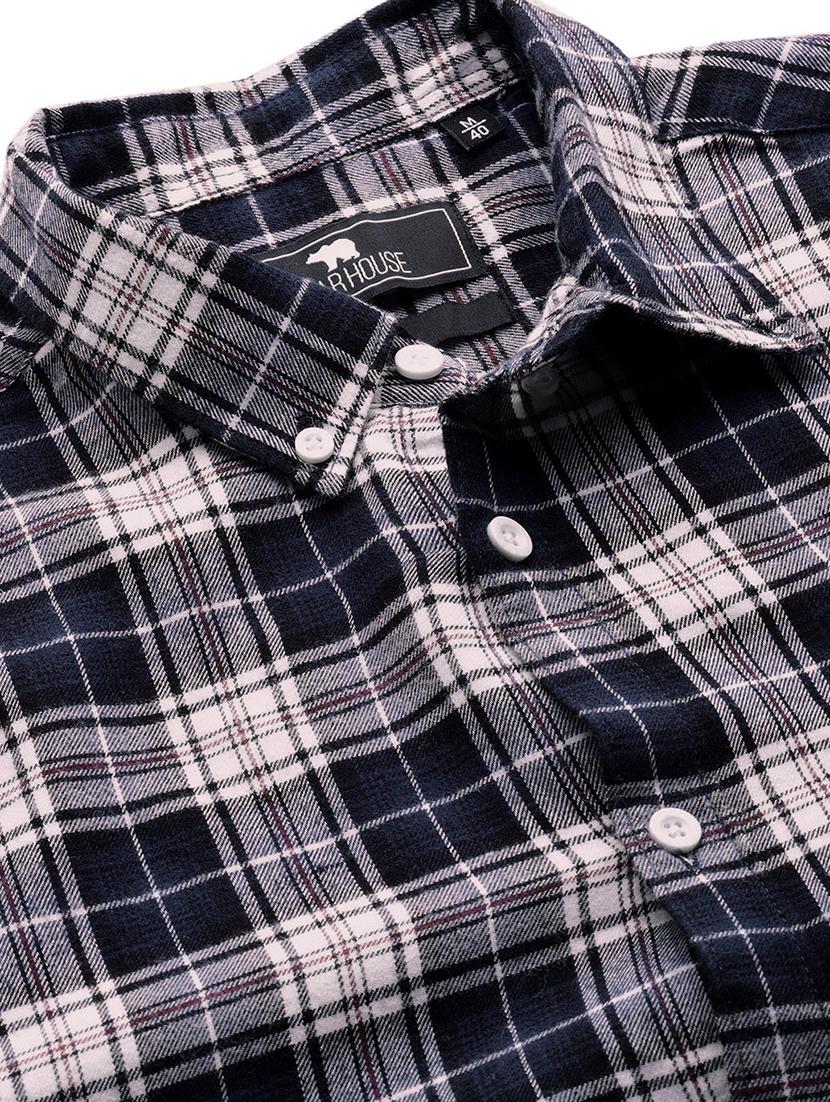 navy blue checkered casual shirt - 16745899 - Zoom Image - 5