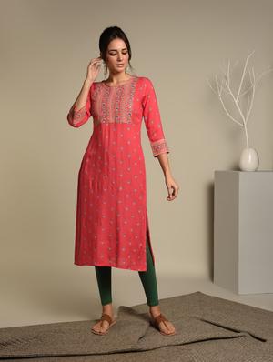 floral straight kurta - 16746335 - Standard Image - 2