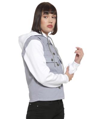 hooded neck color block jacket - 16746425 - Standard Image - 2