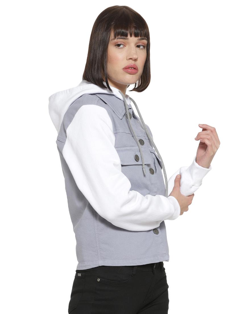 hooded neck color block jacket - 16746425 - Zoom Image - 2