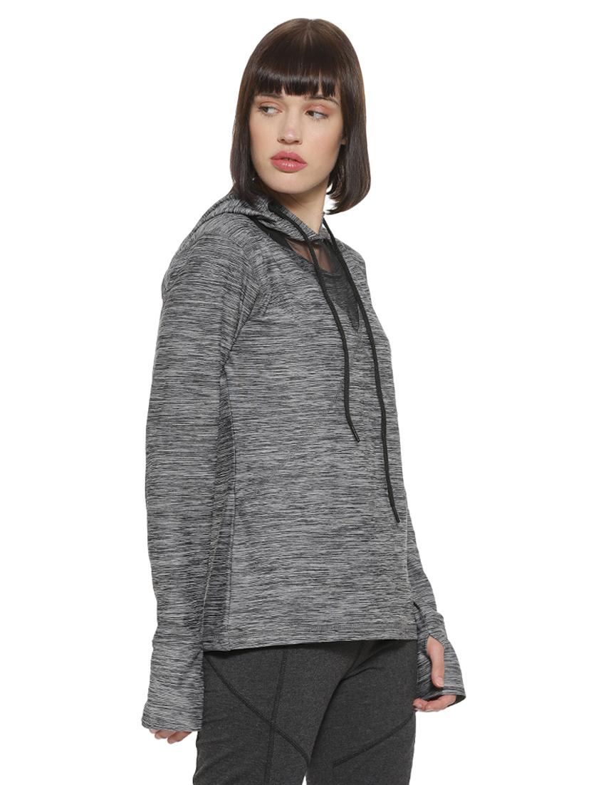 hooded neck melange sweatshirt - 16746431 - Zoom Image - 2