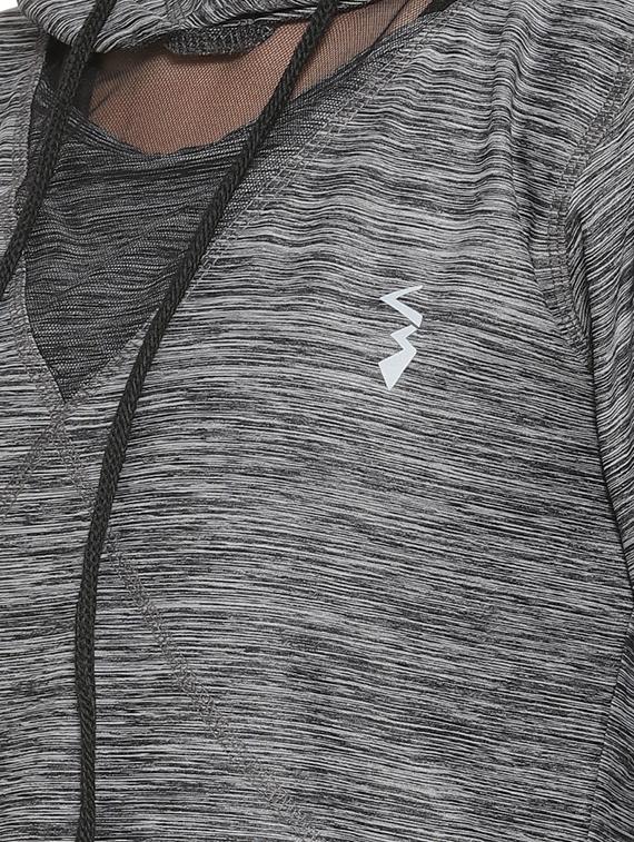 hooded neck melange sweatshirt - 16746431 - Zoom Image - 5