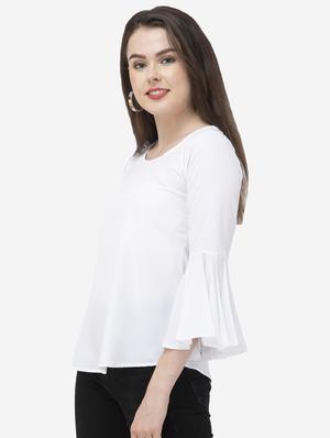 round neck bell sleeved top - 16746619 - Standard Image - 2