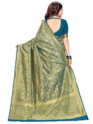 ethnic motif banarasi saree with blouse - 16746773 - Standard Image - 2