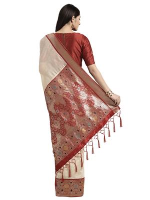 solid banarasi saree with blouse - 16746939 - Standard Image - 2