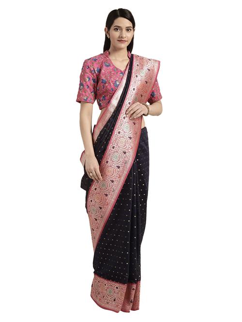 solid banarasi saree with blouse - 16746941 - Standard Image - 1
