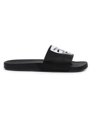 black leatherette slip on flip flops - 16749489 - Standard Image - 2