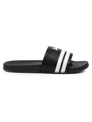 black leatherette slip on flip flops - 16749504 - Standard Image - 2