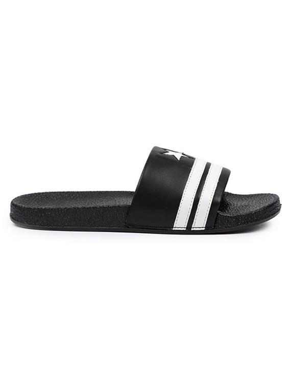 black leatherette slip on flip flops - 16749504 - Zoom Image - 2