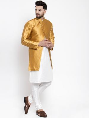 gold silk blend sherwani set - 16750190 - Standard Image - 2